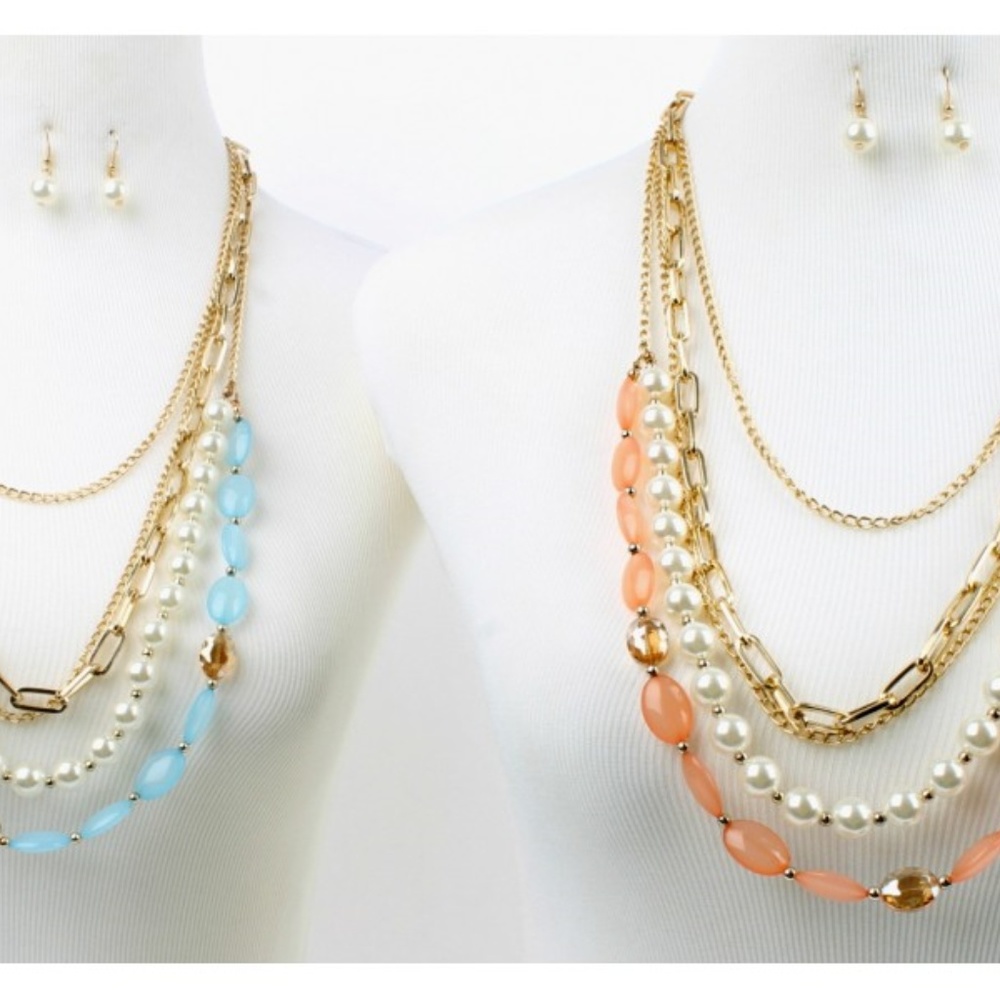 Long Multi-Layered Multi-Beads Necklace Set